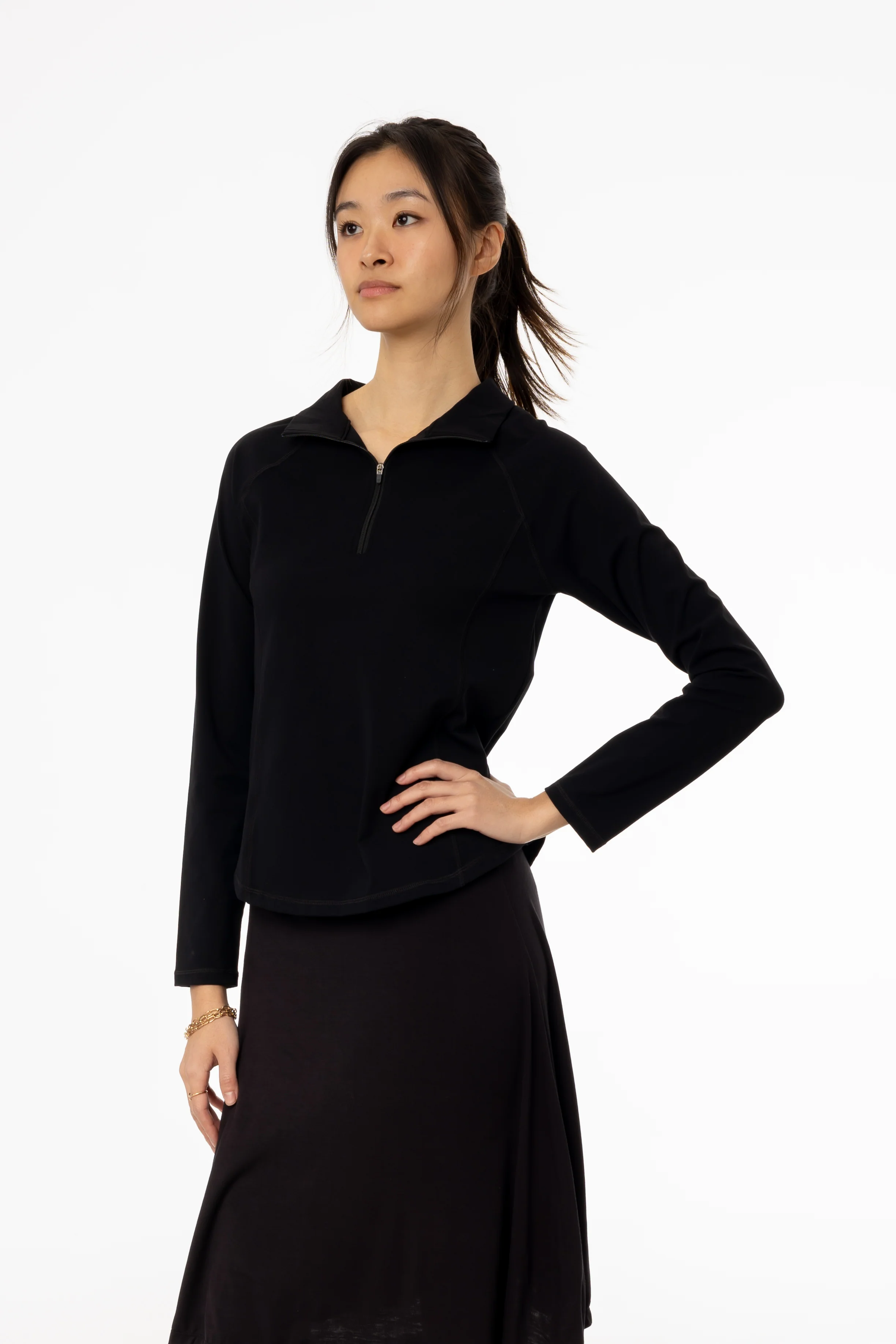 Black Quarter Zip Top